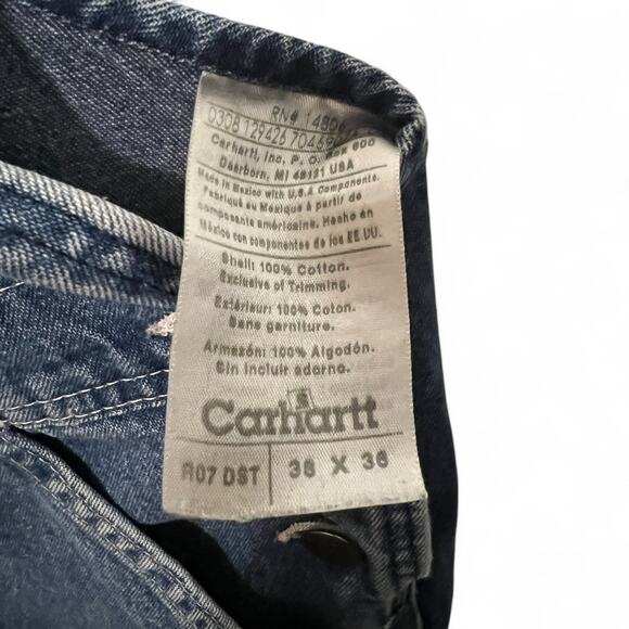 Carhartt Mens Washed Distressed Overalls Denim 38x36 Darkstone Series R07-DST - Picture 9 of 12